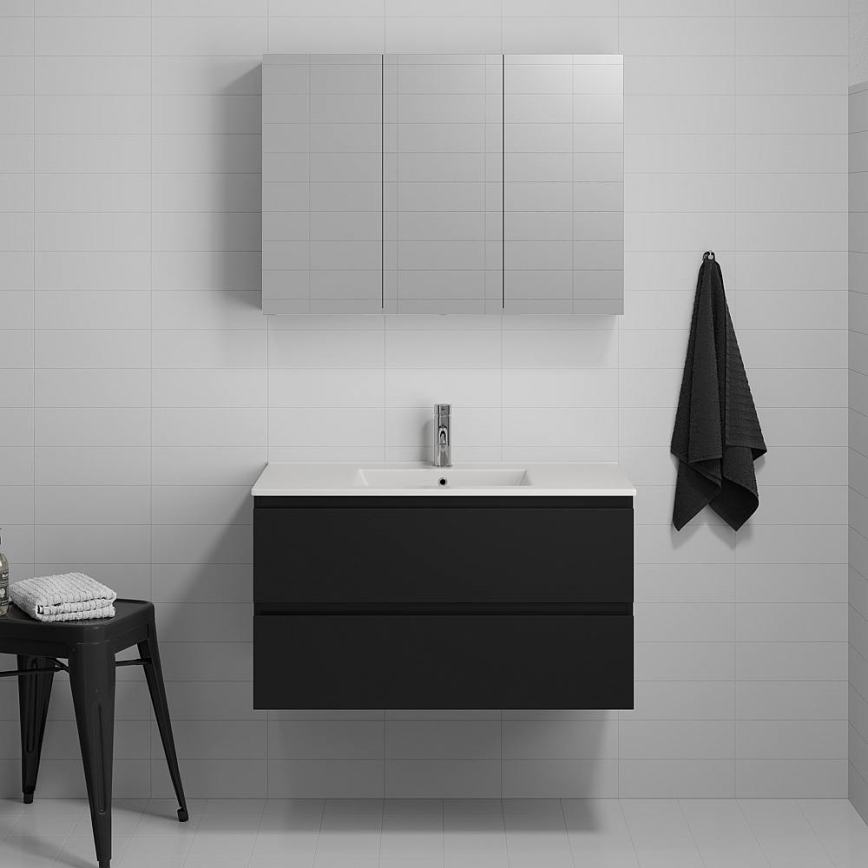 Vannas istabas skapītis ar izlietni HENRY, 91 cm, melns