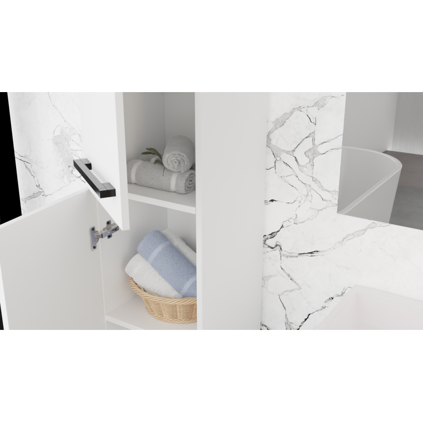Vannas istabas skapītis ar izlietni KATE + spoguļskapis + sienas skapītis balts