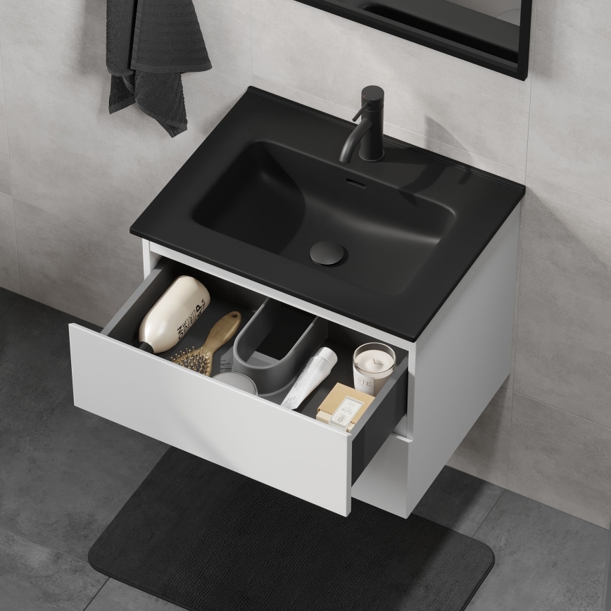 Vannas istabas skapītis ar izlietni KENWOOD 61x52x45 cm balts/melns