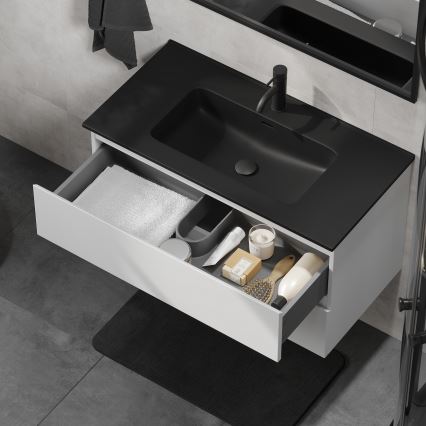 Vannas istabas skapītis ar izlietni KENWOOD 91 cm balts/melns