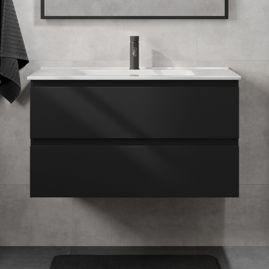 Vannas istabas skapītis ar izlietni KENWOOD 91 cm melns/balts
