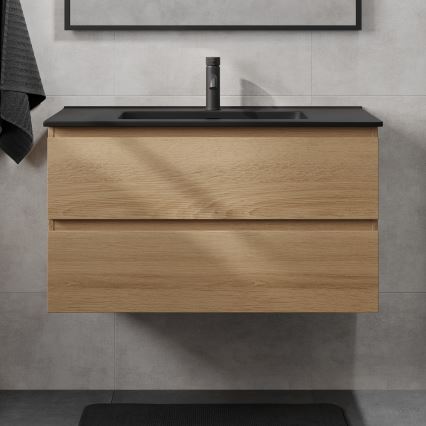 Vannas istabas skapītis ar izlietni KENWOOD 91 cm ozols/melns
