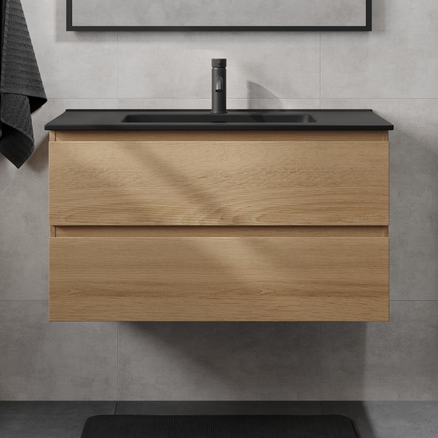 Vannas istabas skapītis ar izlietni KENWOOD 91 cm ozols/melns