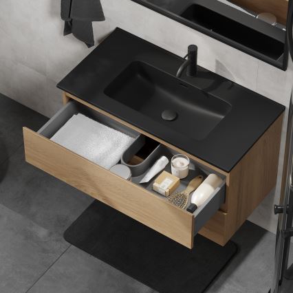Vannas istabas skapītis ar izlietni KENWOOD 91 cm ozols/melns
