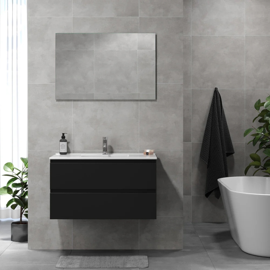 Vannas istabas skapītis ar izlietni KENWOOD 91x50x45 cm melns