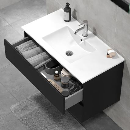 Vannas istabas skapītis ar izlietni KENWOOD 91x50x45 cm melns