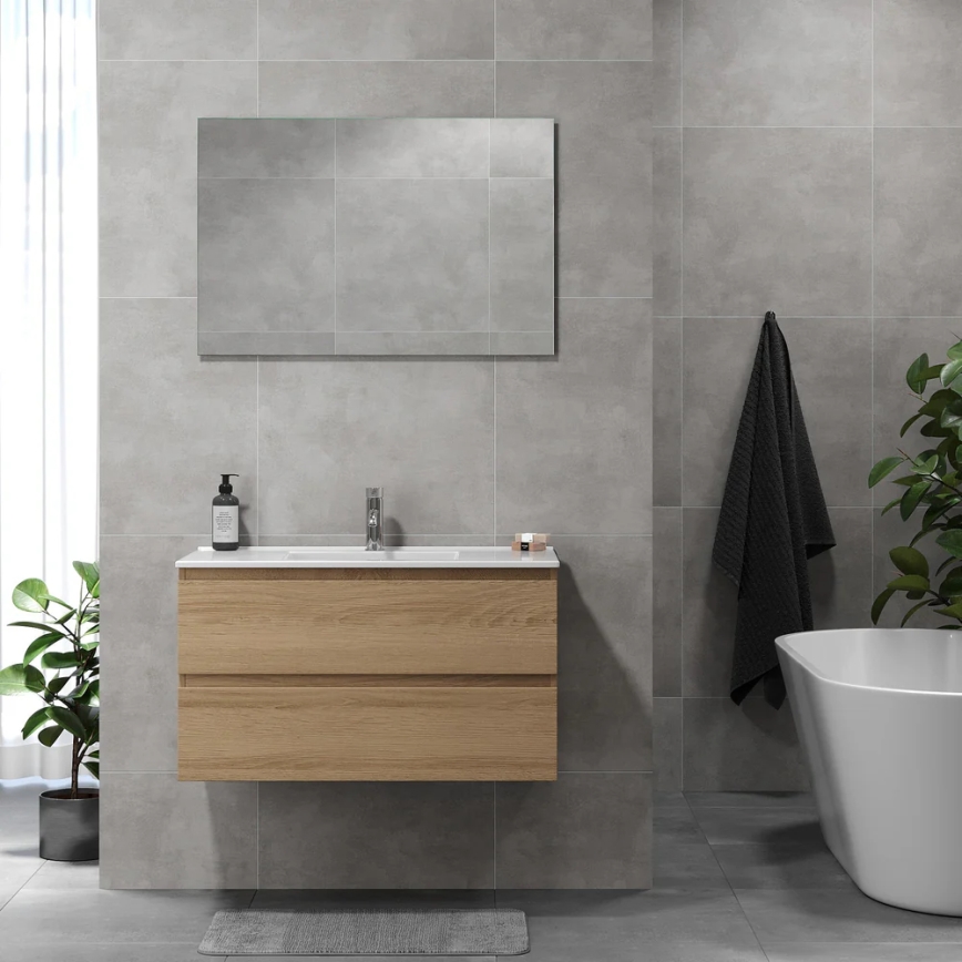 Vannas istabas skapītis ar izlietni KENWOOD 91x50x45 cm, ozola apdare