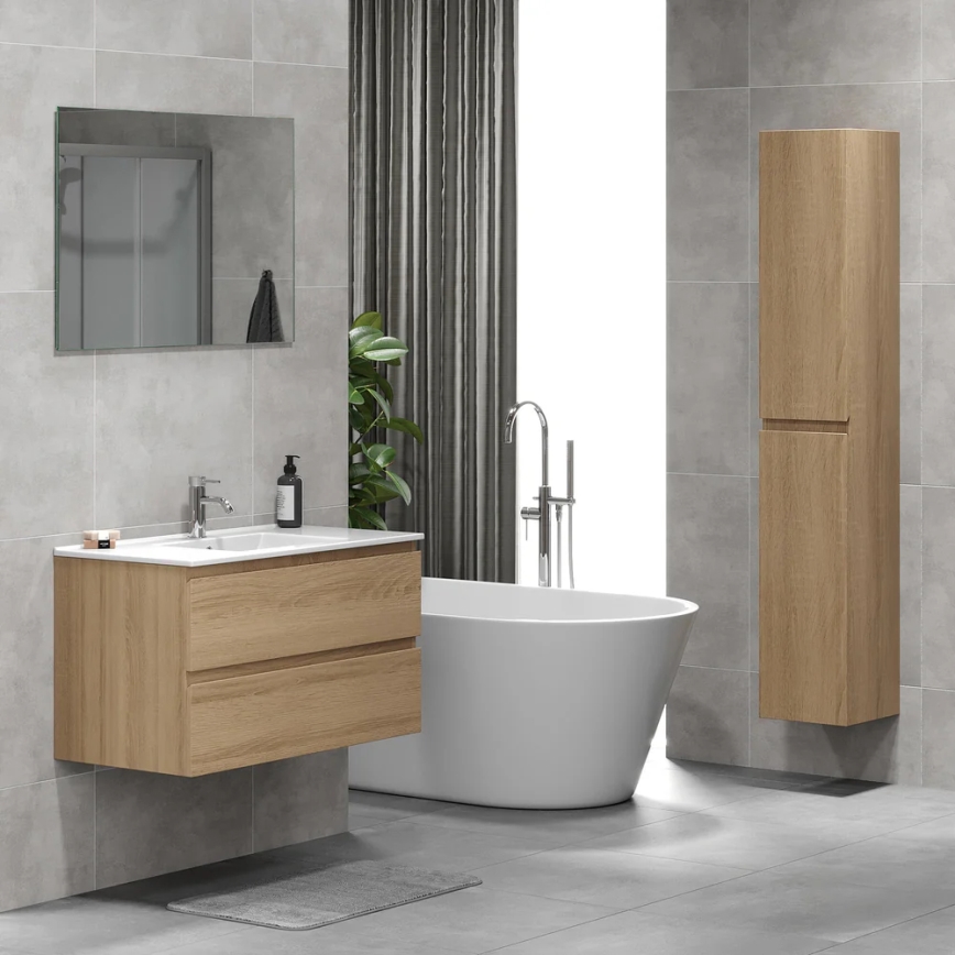 Vannas istabas skapītis ar izlietni KENWOOD 91x50x45 cm, ozola apdare