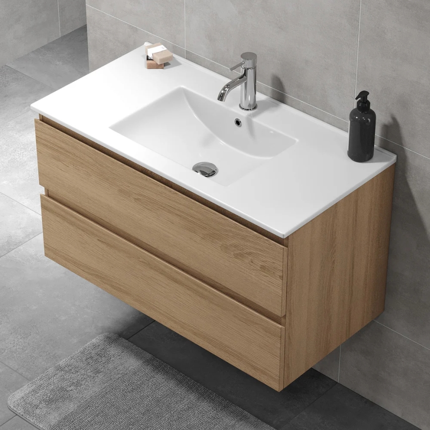 Vannas istabas skapītis ar izlietni KENWOOD 91x50x45 cm, ozola apdare