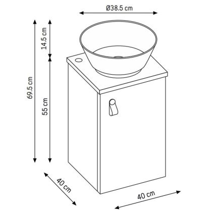 Vannas istabas skapītis ar izlietni TAARNHOLM, pelēks
