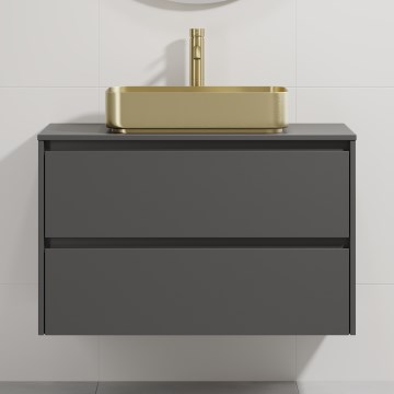 Vannas istabas skapītis ar izlietni TRONDHEIM/LJORDAL 90x57x46 cm antracīts/misiņš