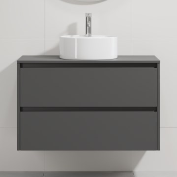 Vannas istabas skapītis ar izlietni TRONDHEIM/VIKEDAL 90x57x46 cm antracīts/balts
