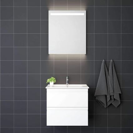 Vannas istabas skapītis ar izlietni VIGO + LED sienas spogulis ar apgaismojumu LED/10W/230V IP44 balts