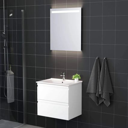 Vannas istabas skapītis ar izlietni VIGO + LED sienas spogulis ar apgaismojumu LED/10W/230V IP44 balts
