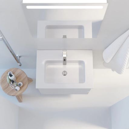 Vannas istabas skapītis ar izlietni VIGO + LED sienas spogulis ar apgaismojumu LED/10W/230V IP44 balts