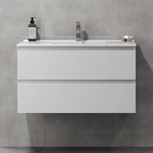 Vannas istabas skapītis HENRY ar izlietni, 91 cm, balts