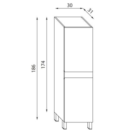 Vannas istabas skapītis KENWOOD, 186 cm, riekstkoka apdare