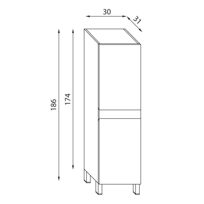 Vannas istabas skapītis KENWOOD, 186 cm, riekstkoka apdare
