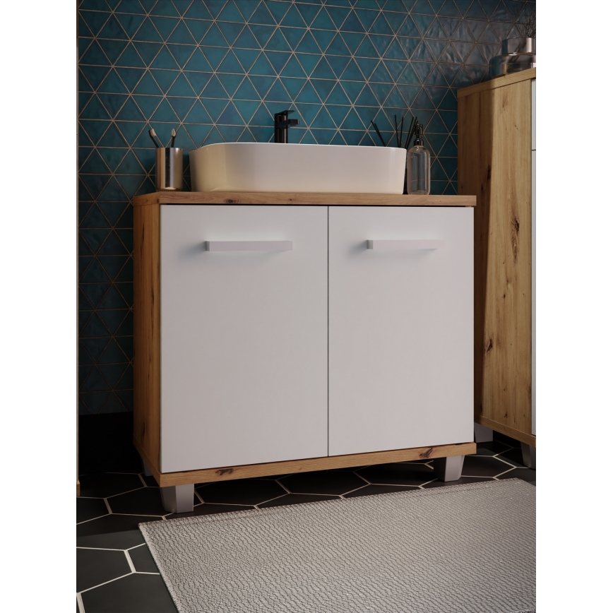 Vannas istabas skapītis VENOM balts/artisan ozols