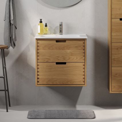 Vannas istabas skapītis zem izlietnes GRIBSKOV 60 cm, bēšs/ozols
