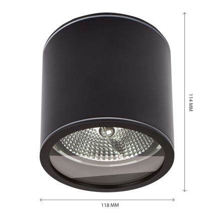 Vannas istabas starmetis CHLOE AR111 1xGU10/15W/230V IP44 apaļa melna