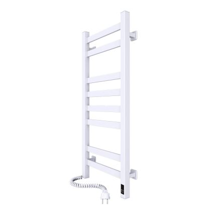 Dvieļu radiators vannas istabai ar termostatu AVANGARD 251W/230V 80,6 cm IP44, balts, kreisais, kvadrātveida
