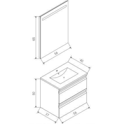 Vannasistabas skapītis ar izlietni VEDO + LED spogulis LED/10W/230V IP44 melns