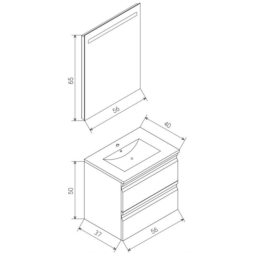 Vannasistabas skapītis ar izlietni VEDO + LED spogulis LED/10W/230V IP44 melns
