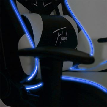 VARR Flash spēļu krēsls ar LED RGB fona apgaismojumu + tālvadības pults melns/balts