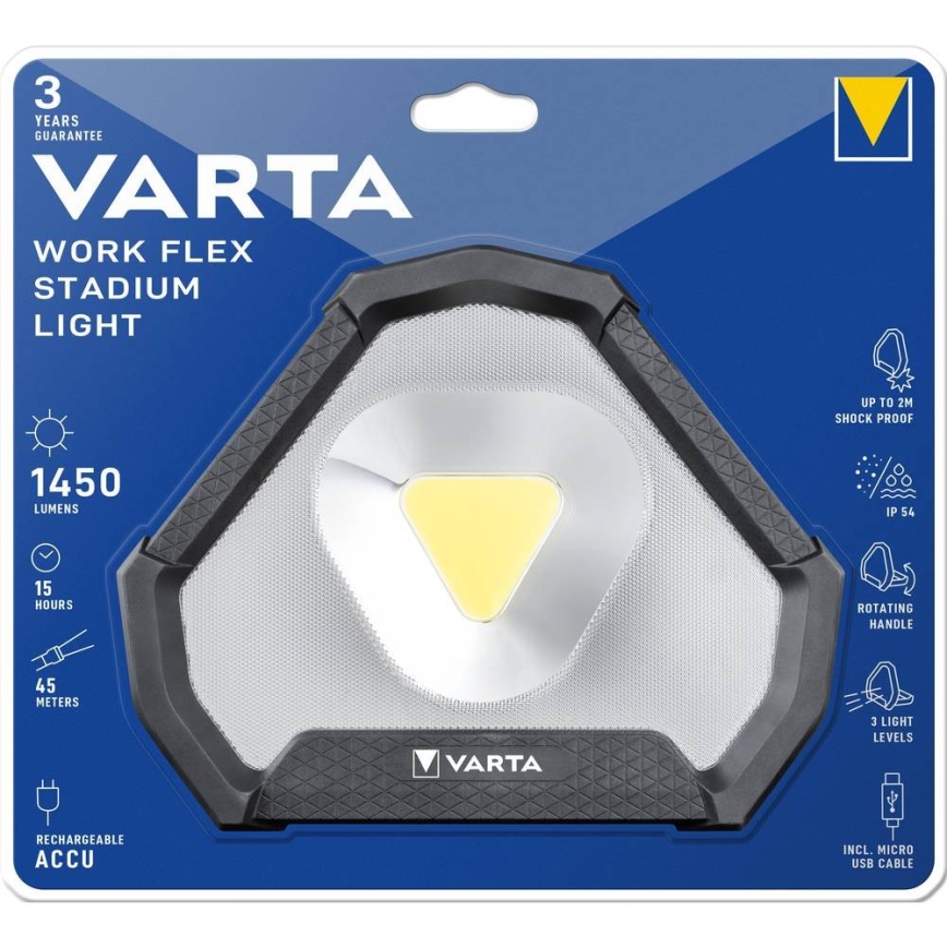 Varta 18647101401 - LED pārnēsājams lukturis WORK FLEX LED/12W/5V 5200 mAh IP54