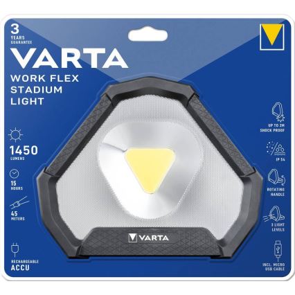 Varta 18647101401 - LED Pārnēsājams lukturītis WORK FLEX LED/12W/5V 5200mAh IP54