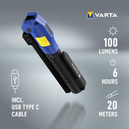 Varta 18649101401 - LED Uzlādējams lukturis WORK FLEX F20R LED/5V IP54