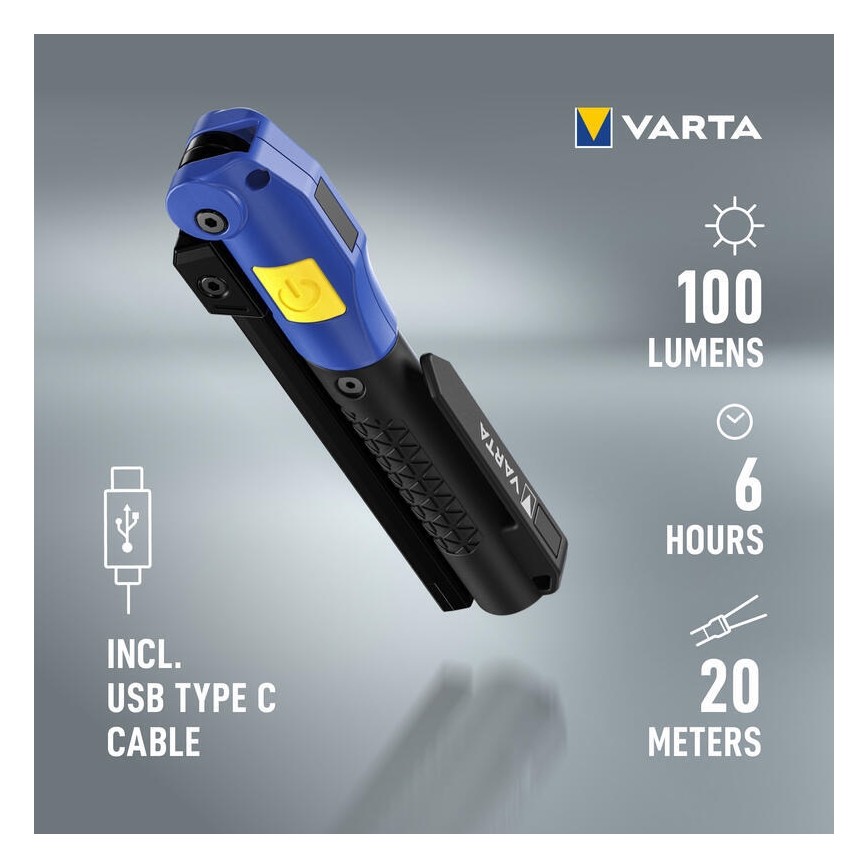 Varta 18649101401 - LED Uzlādējams lukturis WORK FLEX F20R LED/5V IP54
