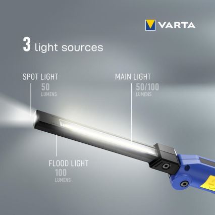 Varta 18649101401 - LED Uzlādējams lukturis WORK FLEX F20R LED/5V IP54