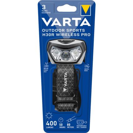 Varta 18650101401 - LED Aptumšojama uzlādējams galvas lampa ar bezvadu lādētāju OUTDOOR SPORTS LED/5V 1800 mAh IPX7
