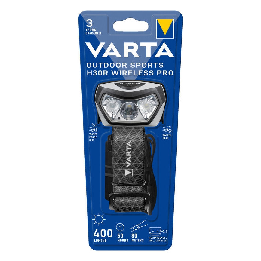 Varta 18650101401 - LED Aptumšojama uzlādējams galvas lampa ar bezvadu lādētāju OUTDOOR SPORTS LED/5V 1800 mAh IPX7