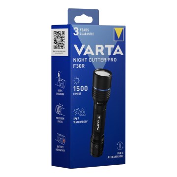 Varta 18921101111 - LED Uzlādējams lukturis NIGHT CUTTER PRO F30R LED/USB IP67