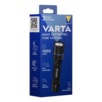 Varta 18923101111 - LED Uzlādējams taktiskais lukturītis NIGHT CUTTER PRO F20R LED/USB