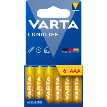 Varta 4103101746 - 6 gab. Sārmaina baterija LONGLIFE AAA 1,5V