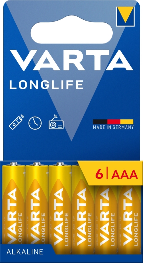 Varta 4103101746 - 6 gab. Sārmaina baterija LONGLIFE AAA 1,5V