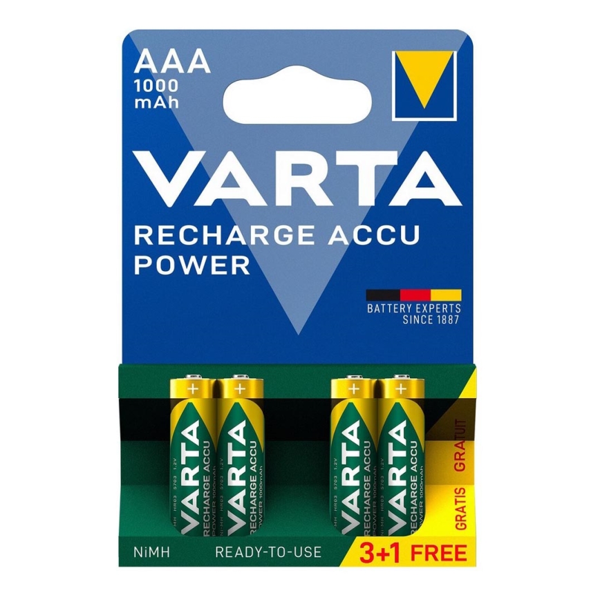 Varta 5703301494 - 3+1 gab Uzlādējamas baterijas ACCU AAA Ni-MH/1000mAh/1,2V