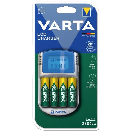 Varta 57070201451 - LCD Baterijas lādētājs 4xAA/AAA 2600mAh 5V