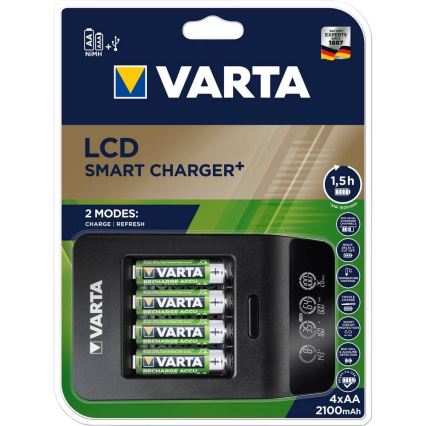 VARTA 57684 - LCD Viedais lādētājs 4xAA/AAA uzlāde 1,5h