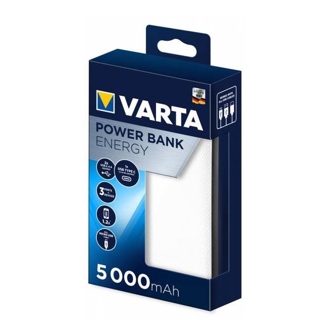 Varta 57975101111 - Ārējais akumulators ENERGY 5000mAh/5V balts