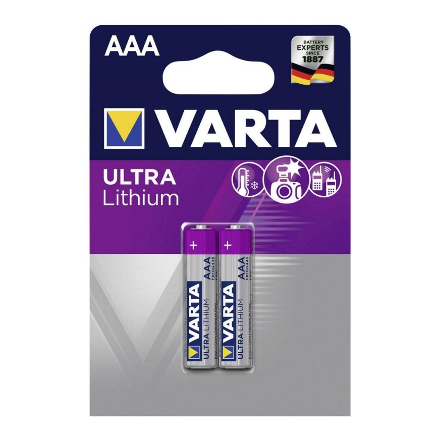 Varta 6103301402 - 2 gab Lititija pogas baterija ULTRA AAA 1,5V