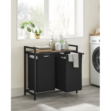 Veļas grozs REX 73x72x33 cm, brūns/melns