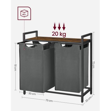 Veļas grozs REX brūns/pelēks