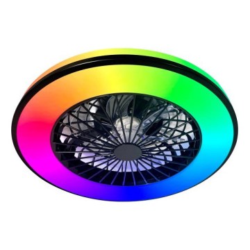 VENTELUX LED RGBW dimējams griestu gaismeklis ar ventilatoru LED/48W/230V 3000/4000/6500K Ø 48,5 cm melns + ar tālvadības pulti