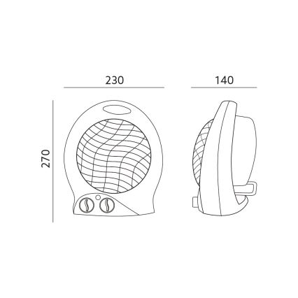 Ventilators ar sildītāju ZEFIR 1000/2000W/230V balts