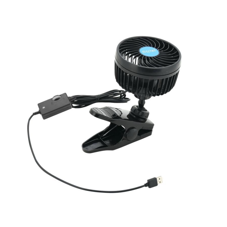Ventilators ar stiprinājumu USB 4W/5V melna